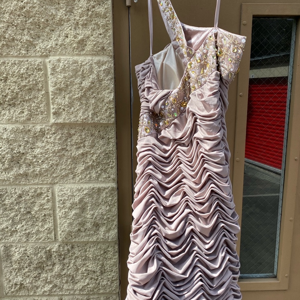 Nina Austin NWT Rose Pink Gown Studded Dress M - Picture 3 of 6